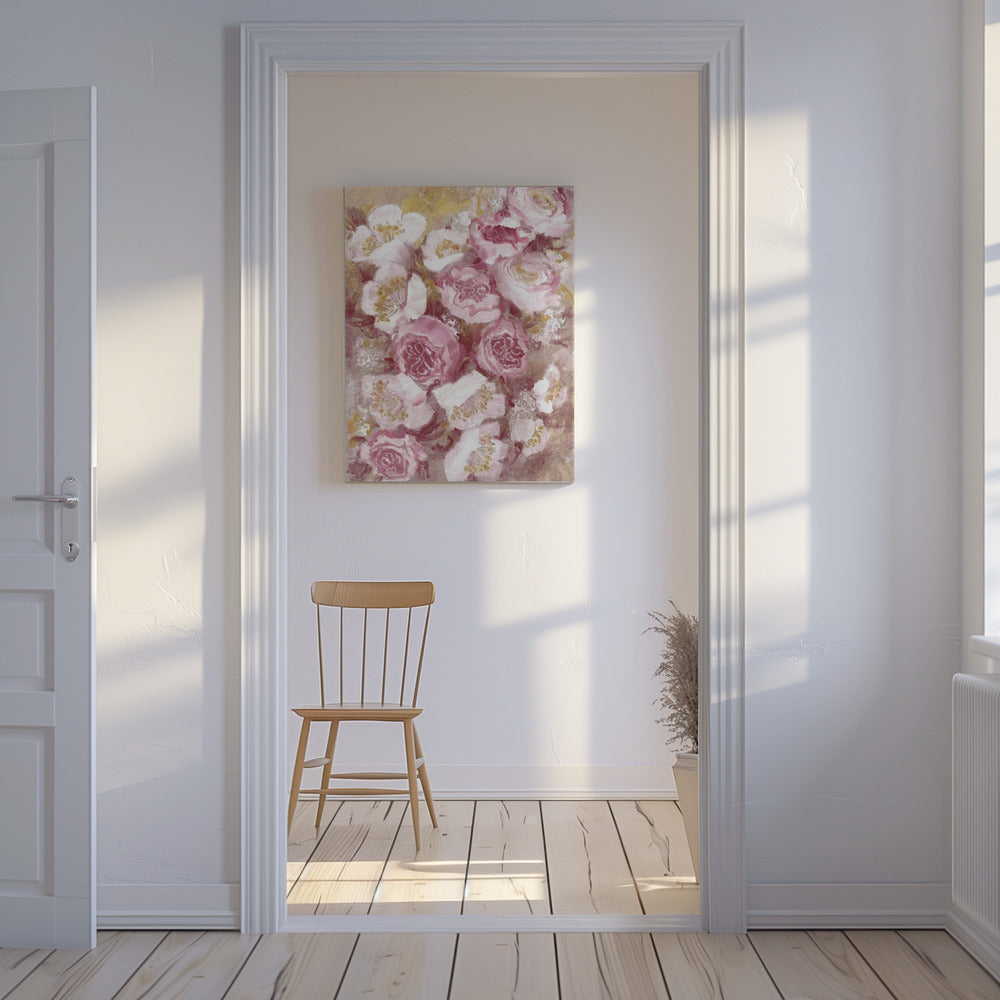 Floral Bouquet With Pink Roses | Canvas