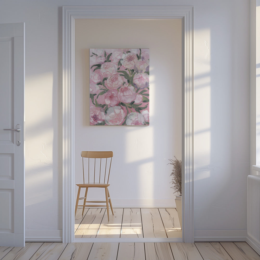 Blumenkomposition aus rosa Pfingstrosen | Leinwand