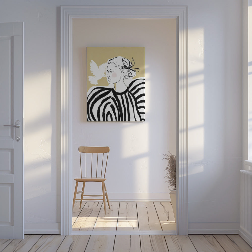 Frauenprofil mit Zebrastreifenmuster | Leinwand