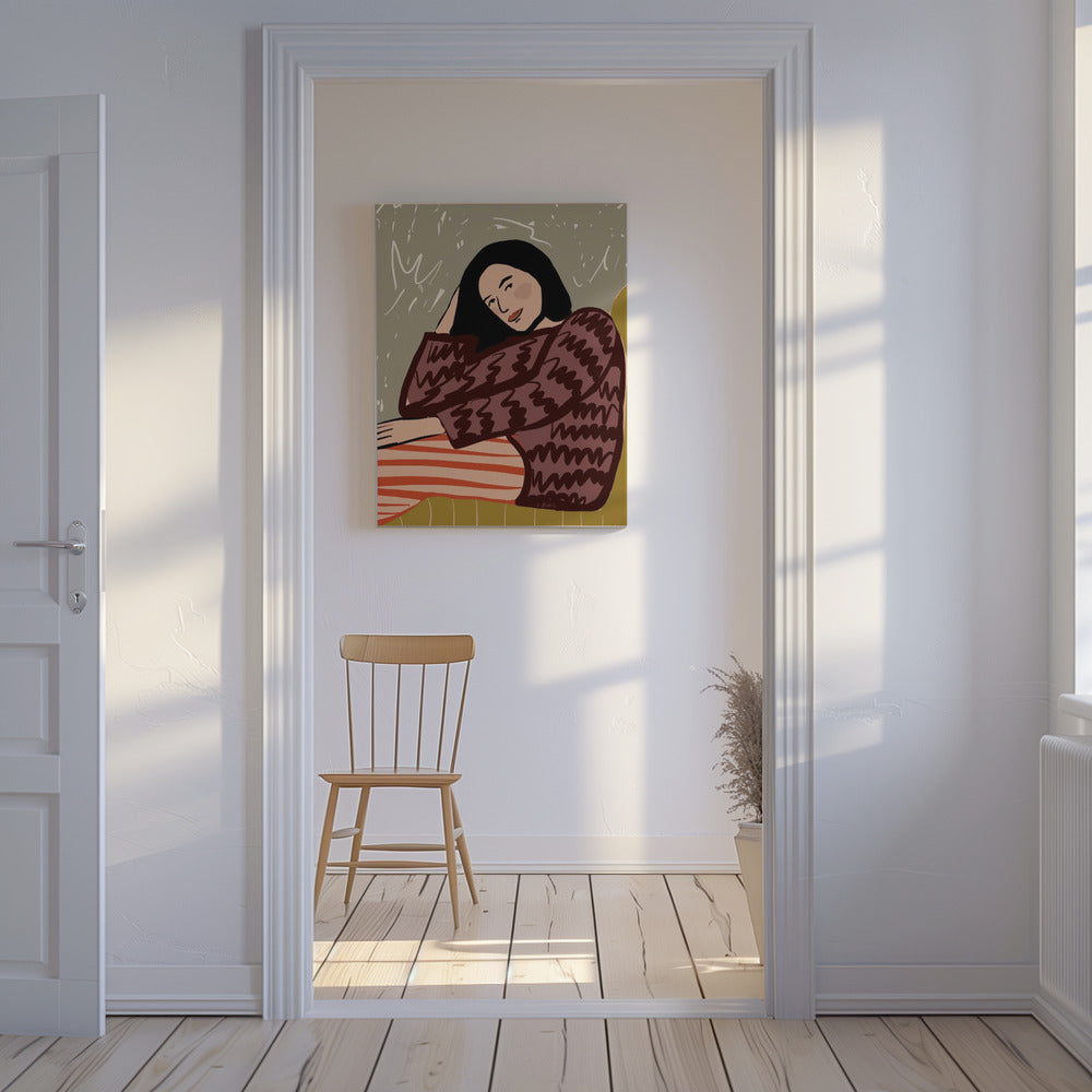 Dame SITZEND | Leinwand