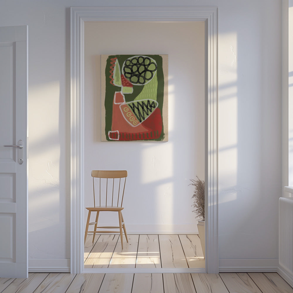 Abstraktes Grün und Rot | Leinwand