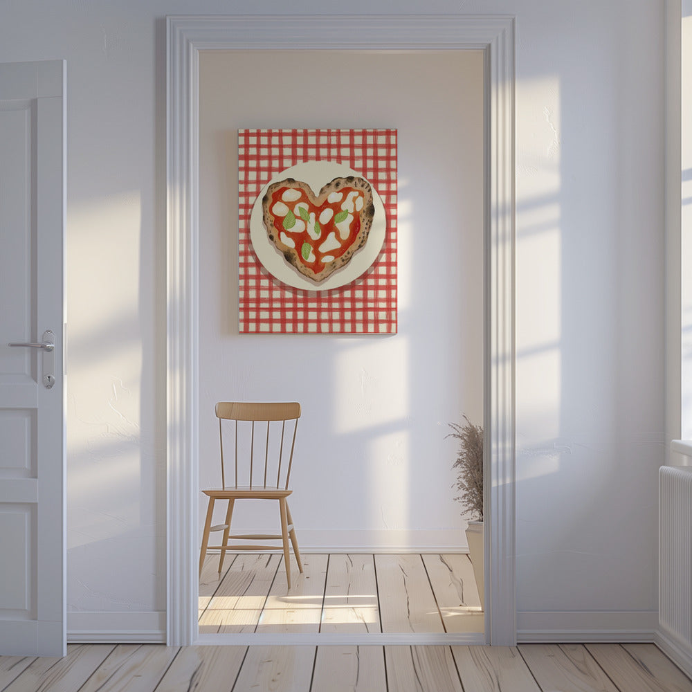Pizza Herz kariert | Leinwand