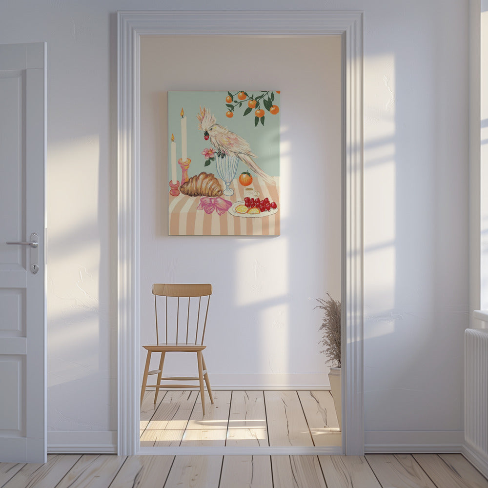 Frühstück mit Vogel | Leinwand