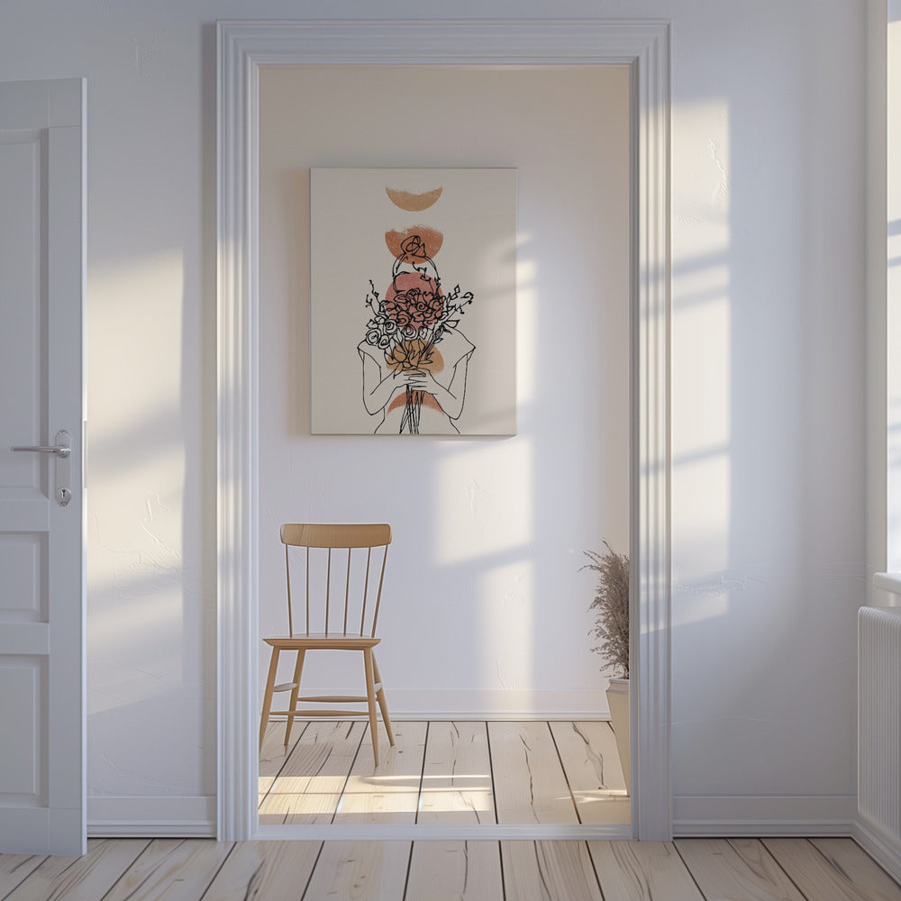 Mädchen mit Blumenstrauß | Leinwand