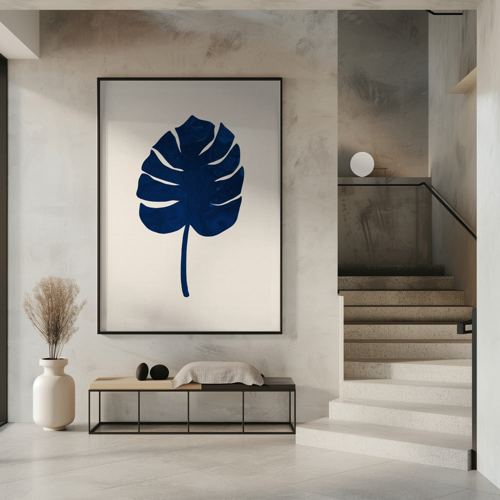 Monstera Marmor Blau | Poster