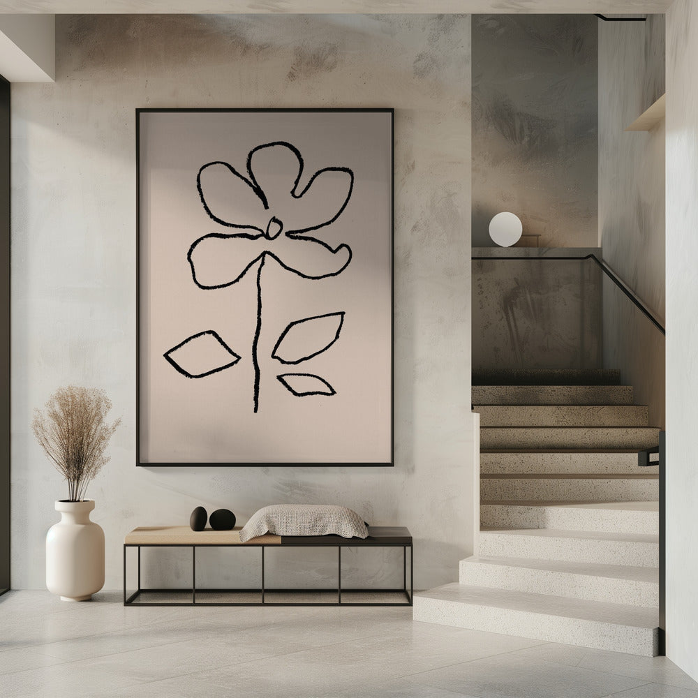 Ölpastellblume Schwarz | Poster