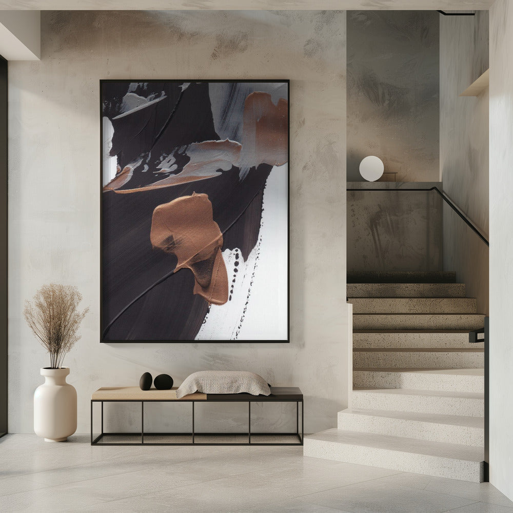 Dynamische Pinselstriche in Braun und Kupfer | Poster