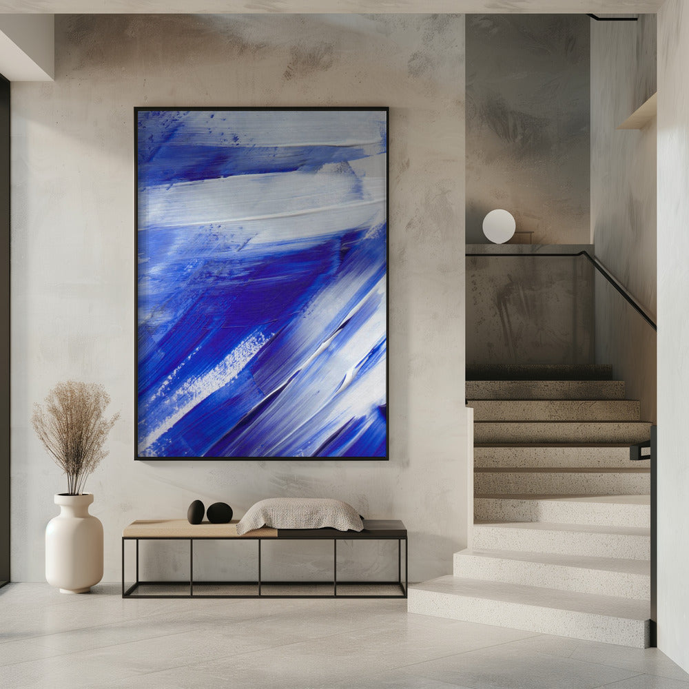 Weiße und blaue Pinselstriche | Poster