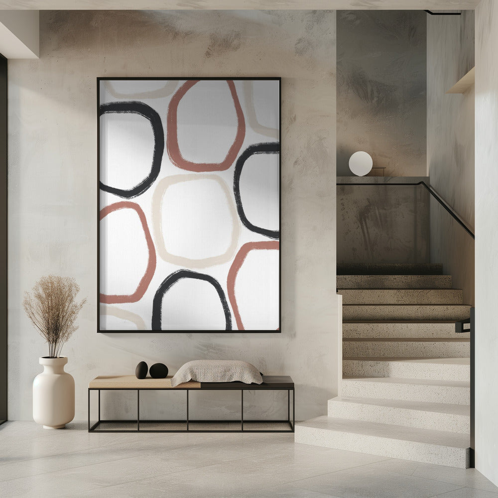 Kreise in Schwarzbeige und Rost | Poster