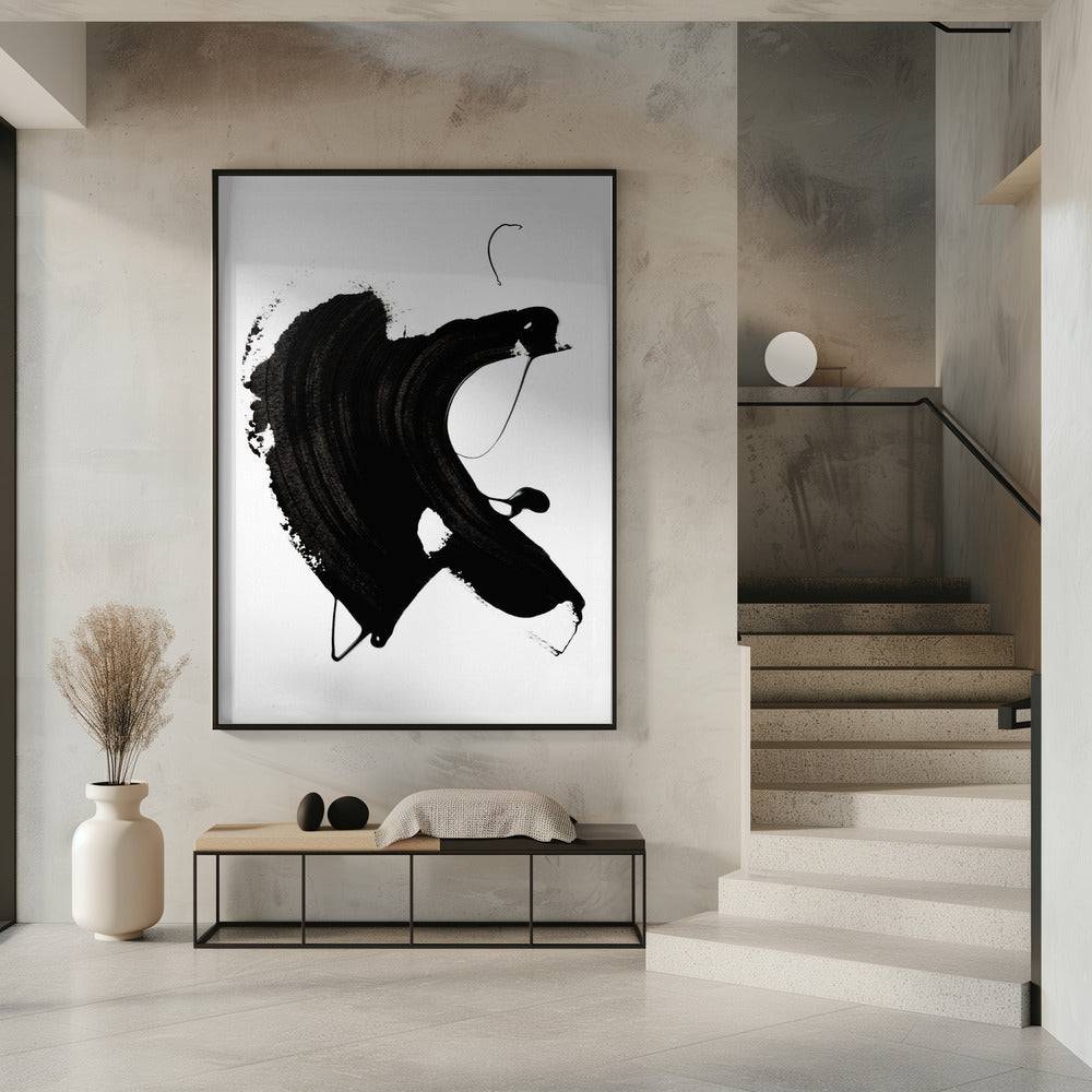 Schwarzer abstrakter Strich | Poster