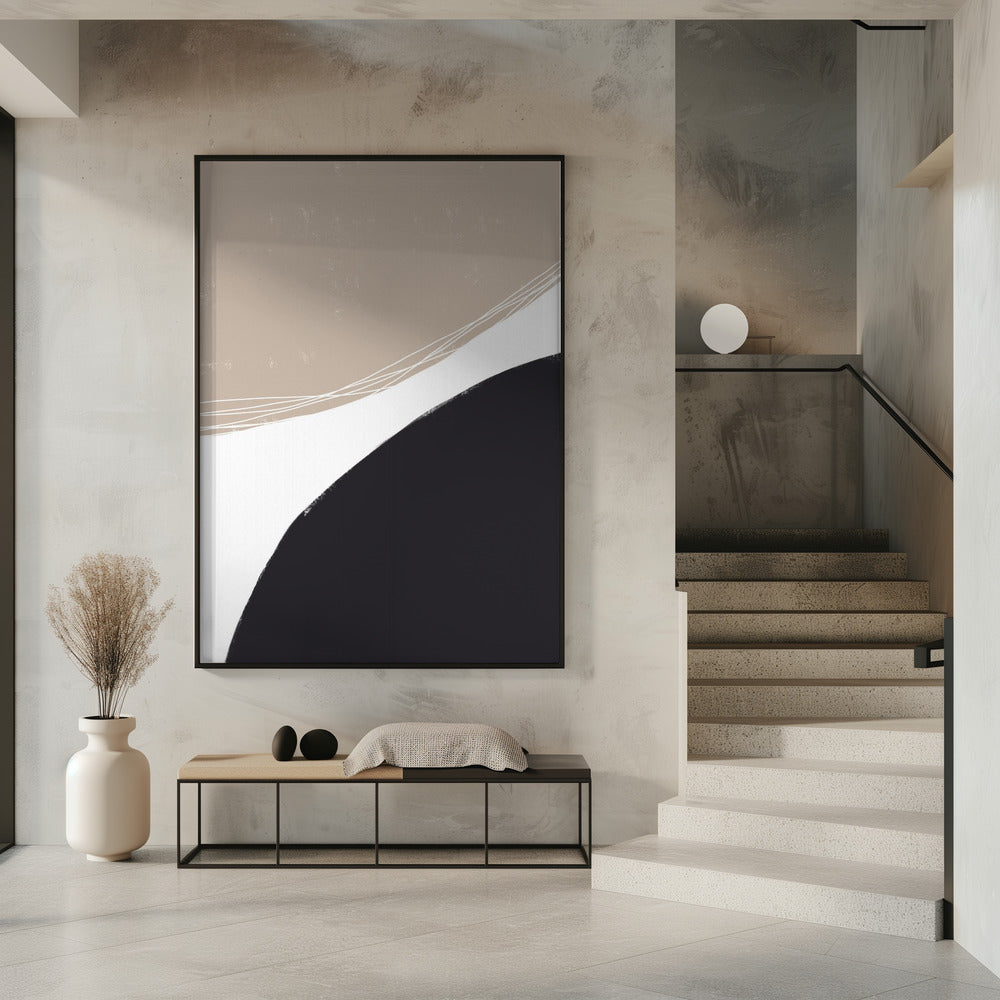 Beige und schwarze organische Formen | Poster
