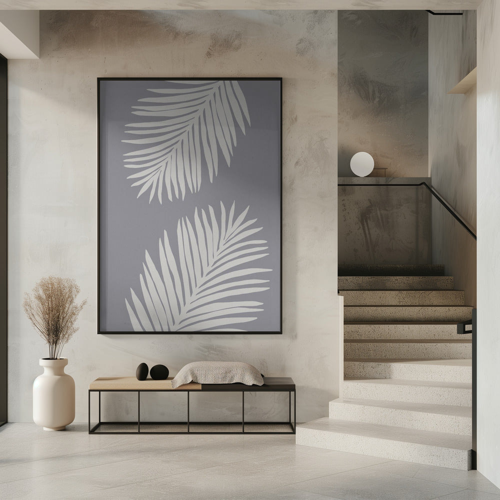 PALMBLATT 03 MITTELGRAU | Poster