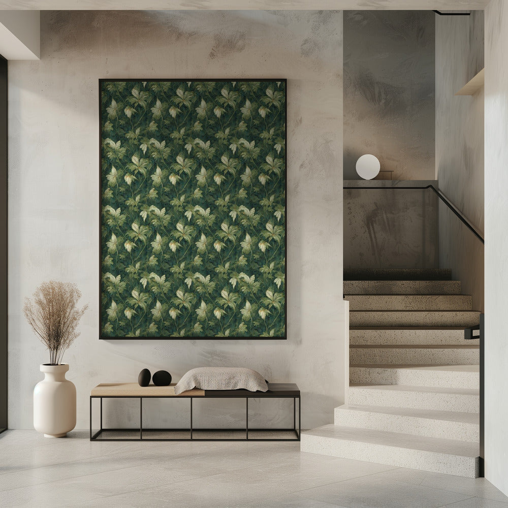 Wandteppich mit grünen Blüten | Poster
