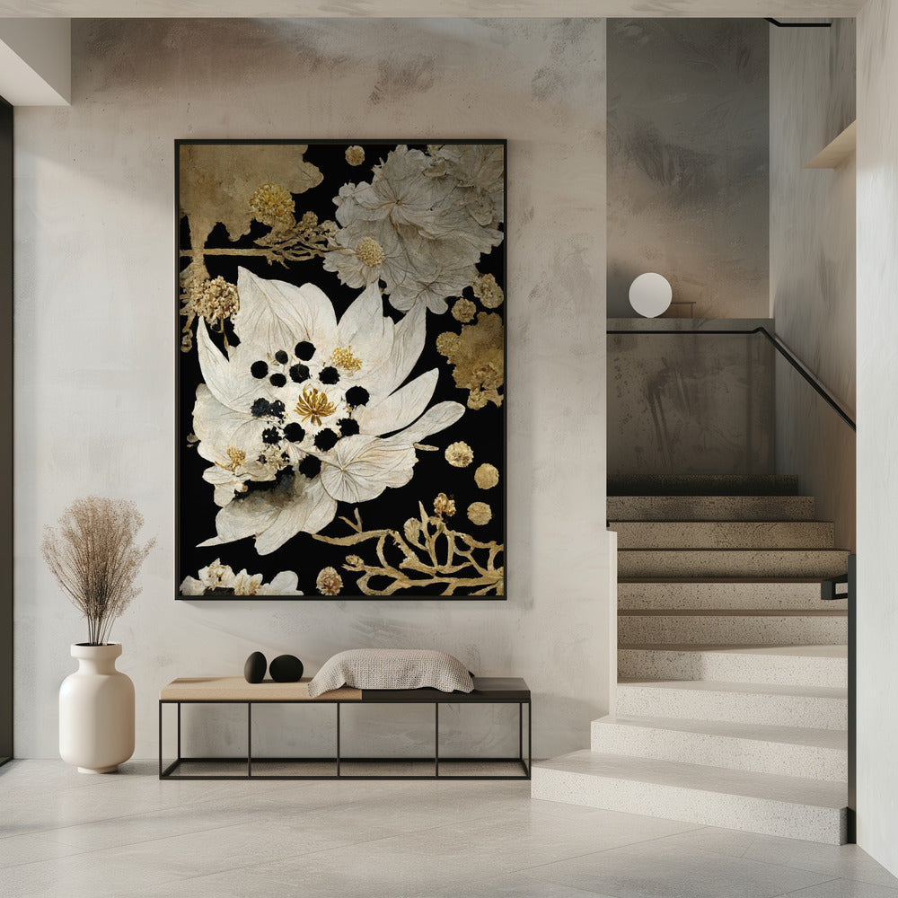 Goldene Blütenblattblüte | Poster