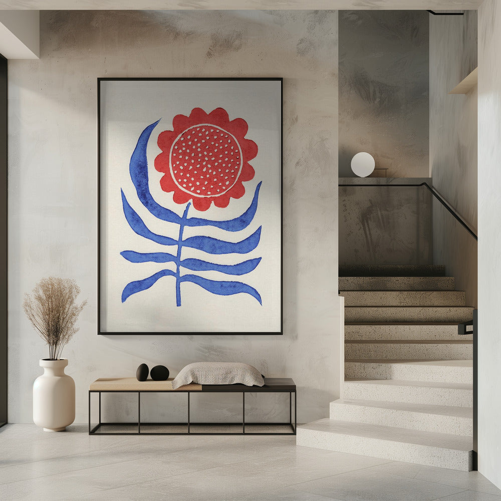 Rote Blume / Linoldruck | Poster
