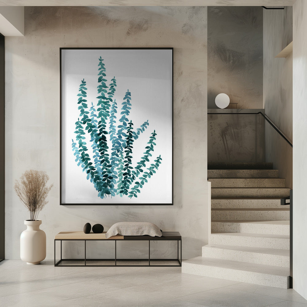 Aquarell Eukalyptuszweig in Blaugrün | Poster