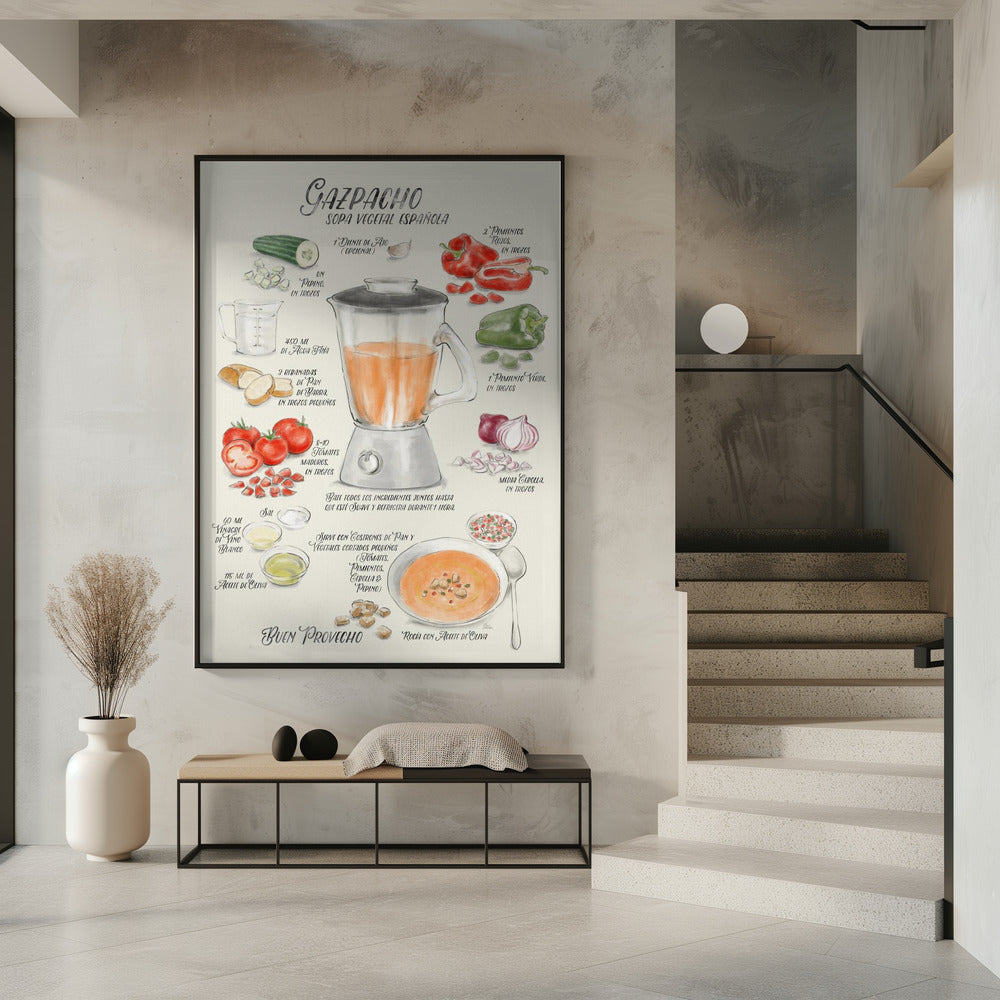 Illustriertes Gazpacho-Rezept auf Spanisch | Poster
