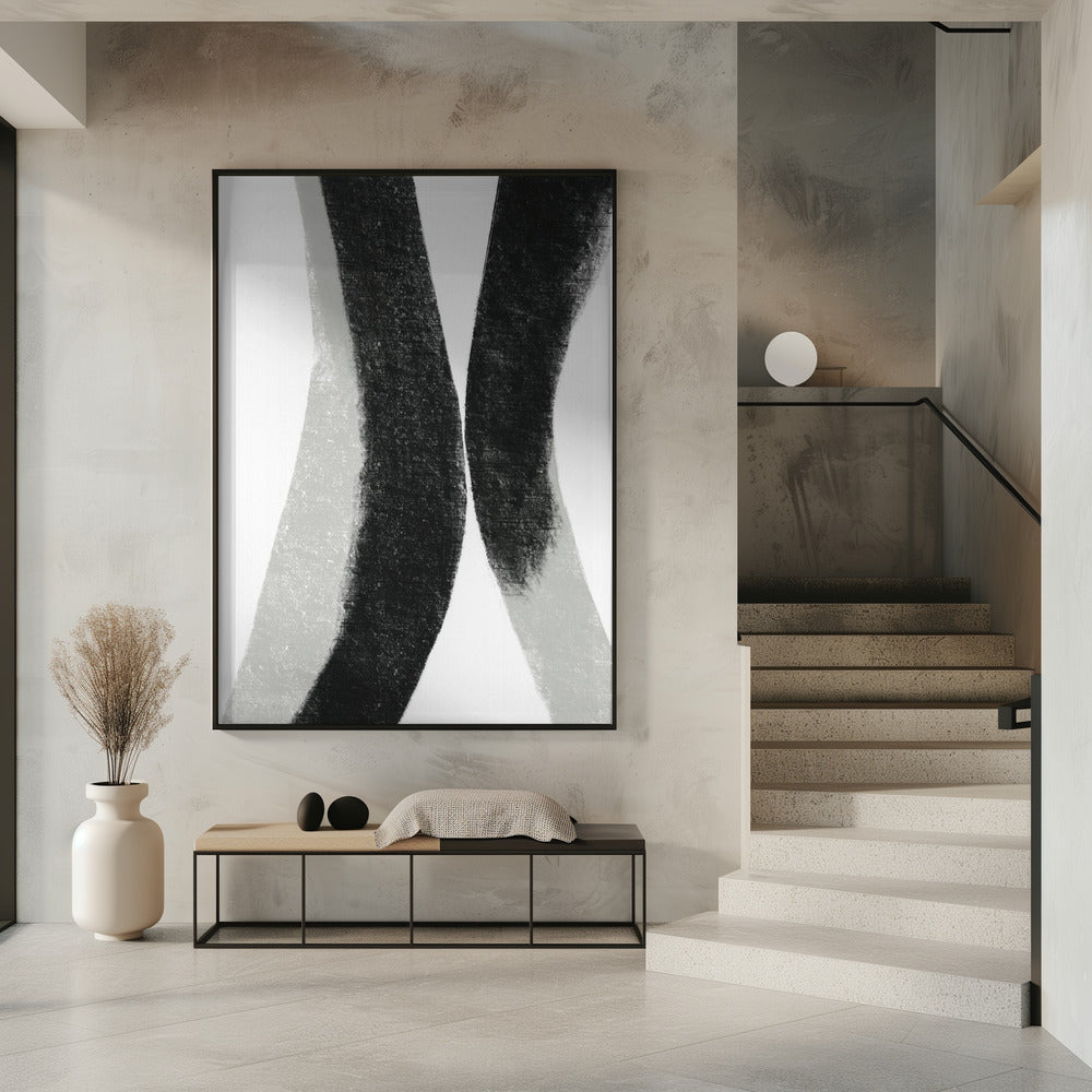 Black And Grey Strokes On A White Background | Poster