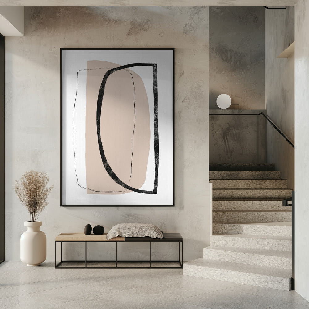 Soft Beige And Black Geometric Shapes | Poster