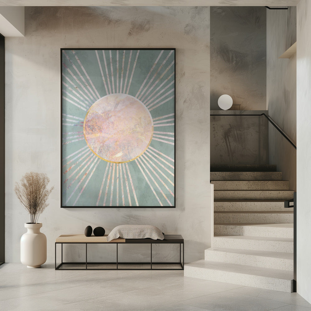 Salbeigrüne Boho Sonnenstrahlen | Poster