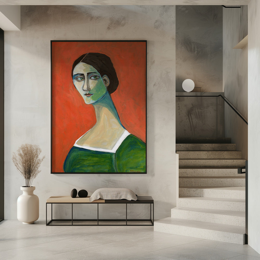 Vintage Frau in Grün | Poster