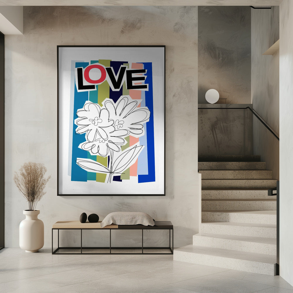 Kritzelblume Blau | Poster