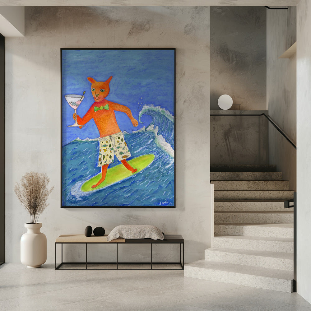 Surfende Cocktailkatze | Poster