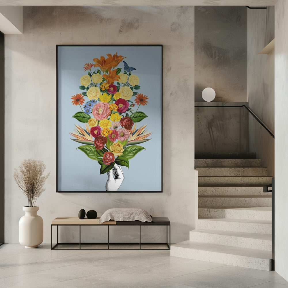 Botanischer blauer Blumenstrauß | Poster