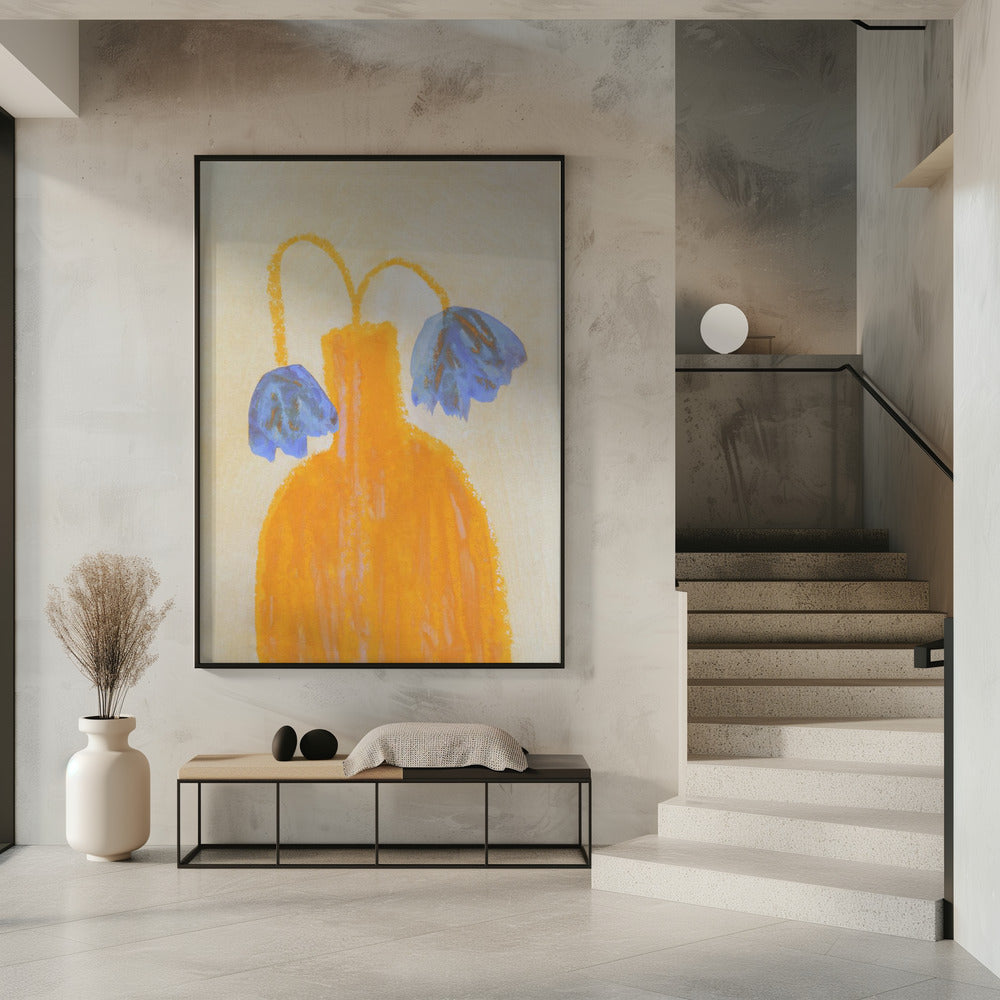 Stillleben mit einer Vase und zwei Blumen | Poster