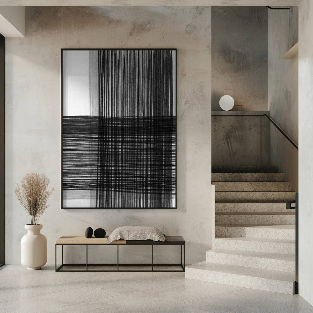 Black And Gray Lines Creating A Grid Pattern | Poster