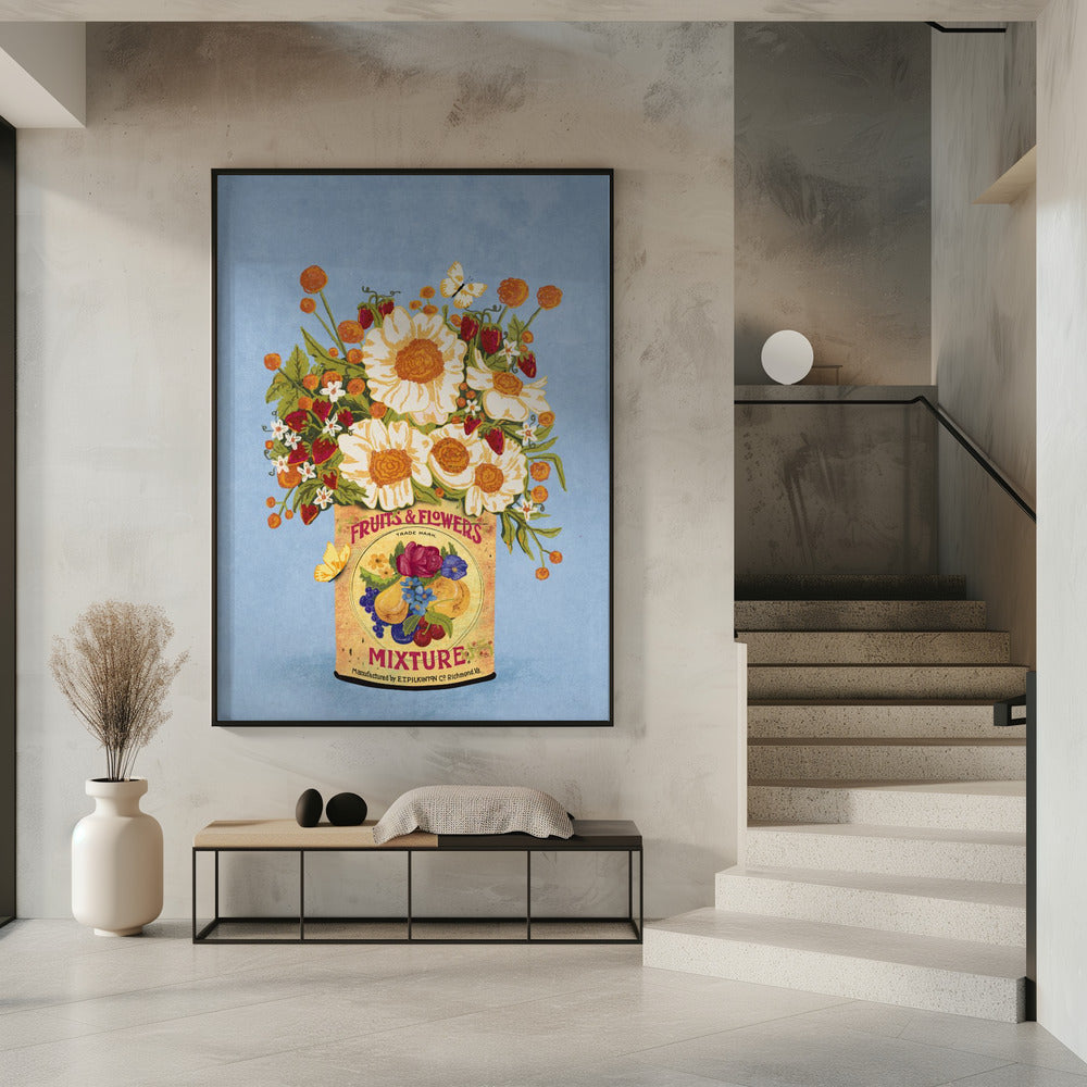 Blumen in einer Vintage-Teedose | Poster