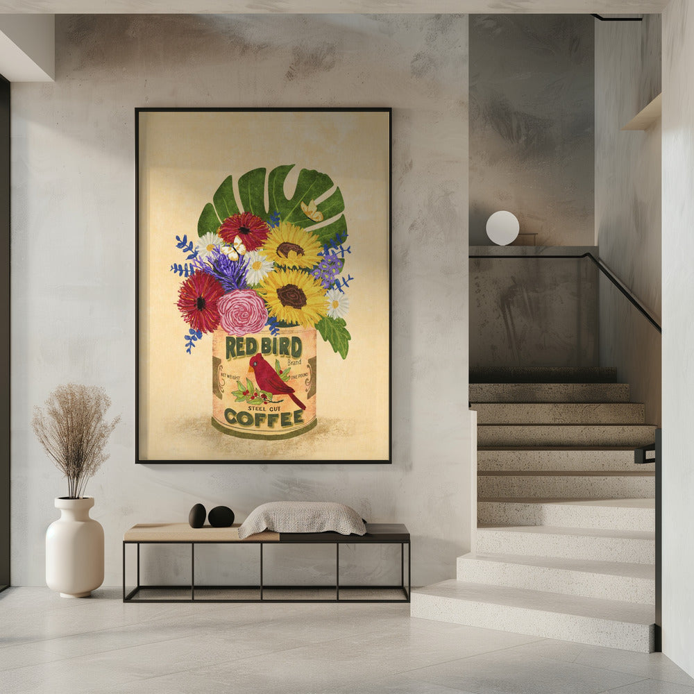 Blumen in einer Vintage-Kaffeedose | Poster