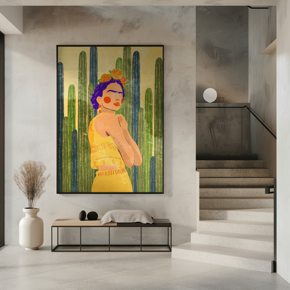 Frida und Kakteen | Poster
