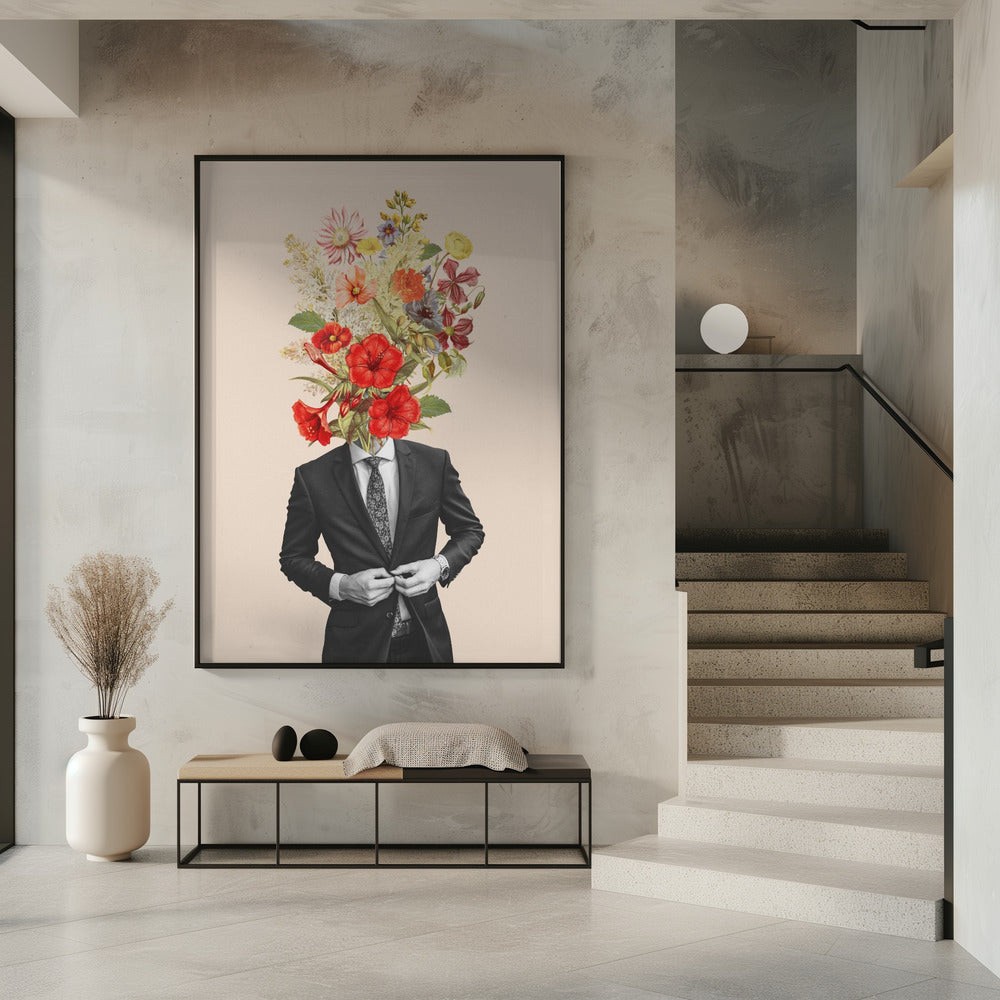 Mann mit roten Blumen | Poster