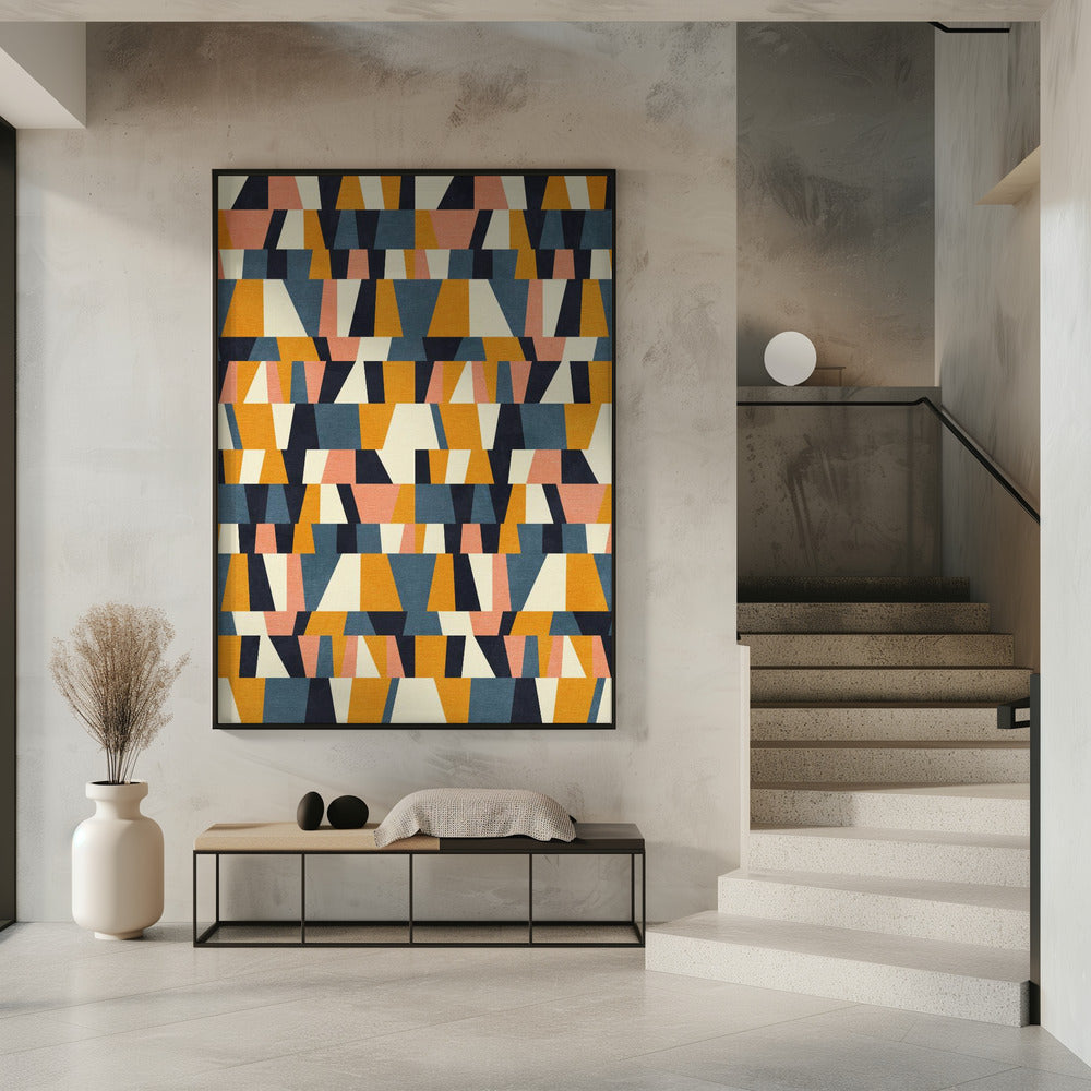 Rainbow Plus Shapes Blue Mustard14 | Poster