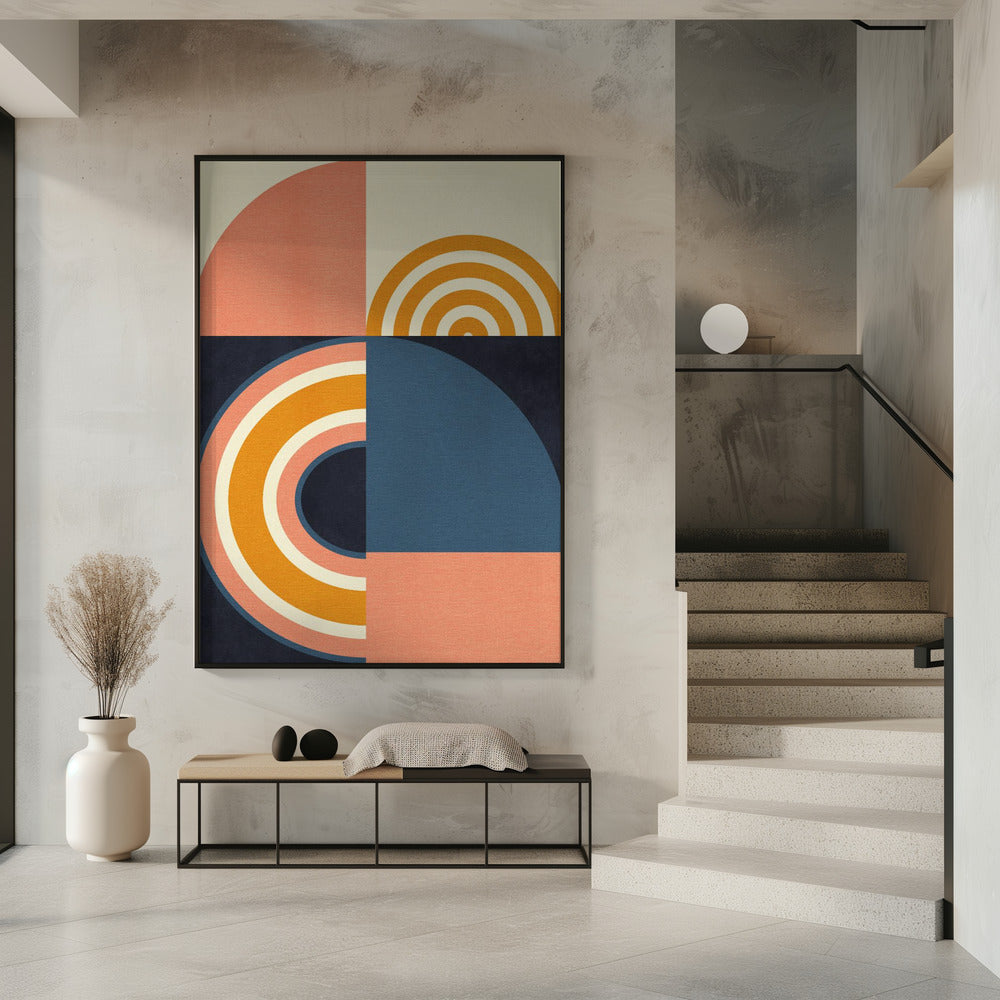 Rainbow Plus Shapes Blue Mustard9 | Poster