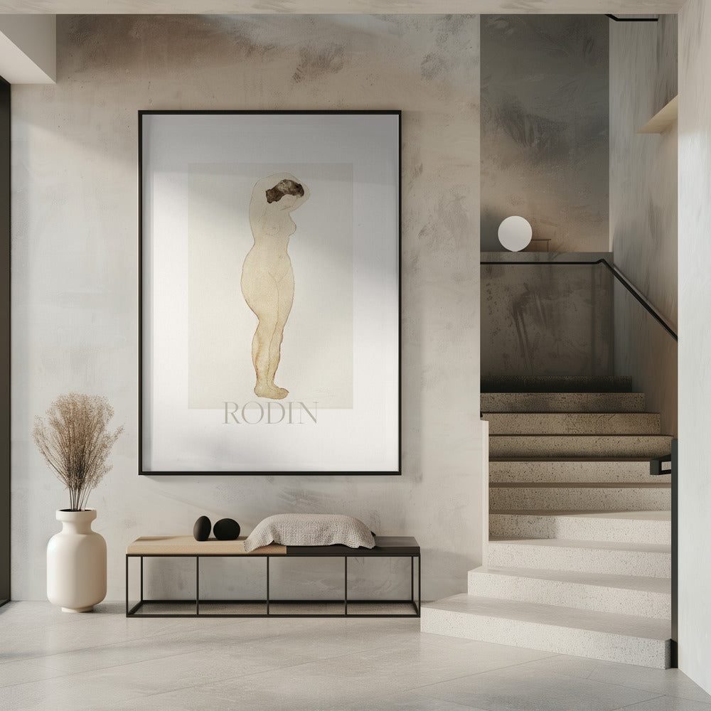 Nackt, stehend mit Händen auf dem Kopf | Poster