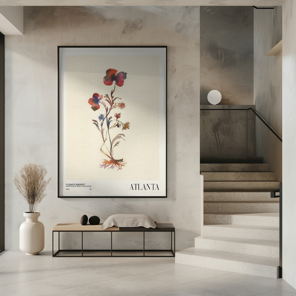 Aquarelldruck-Sammlung. Blumenmarkt – Atlanta | Poster