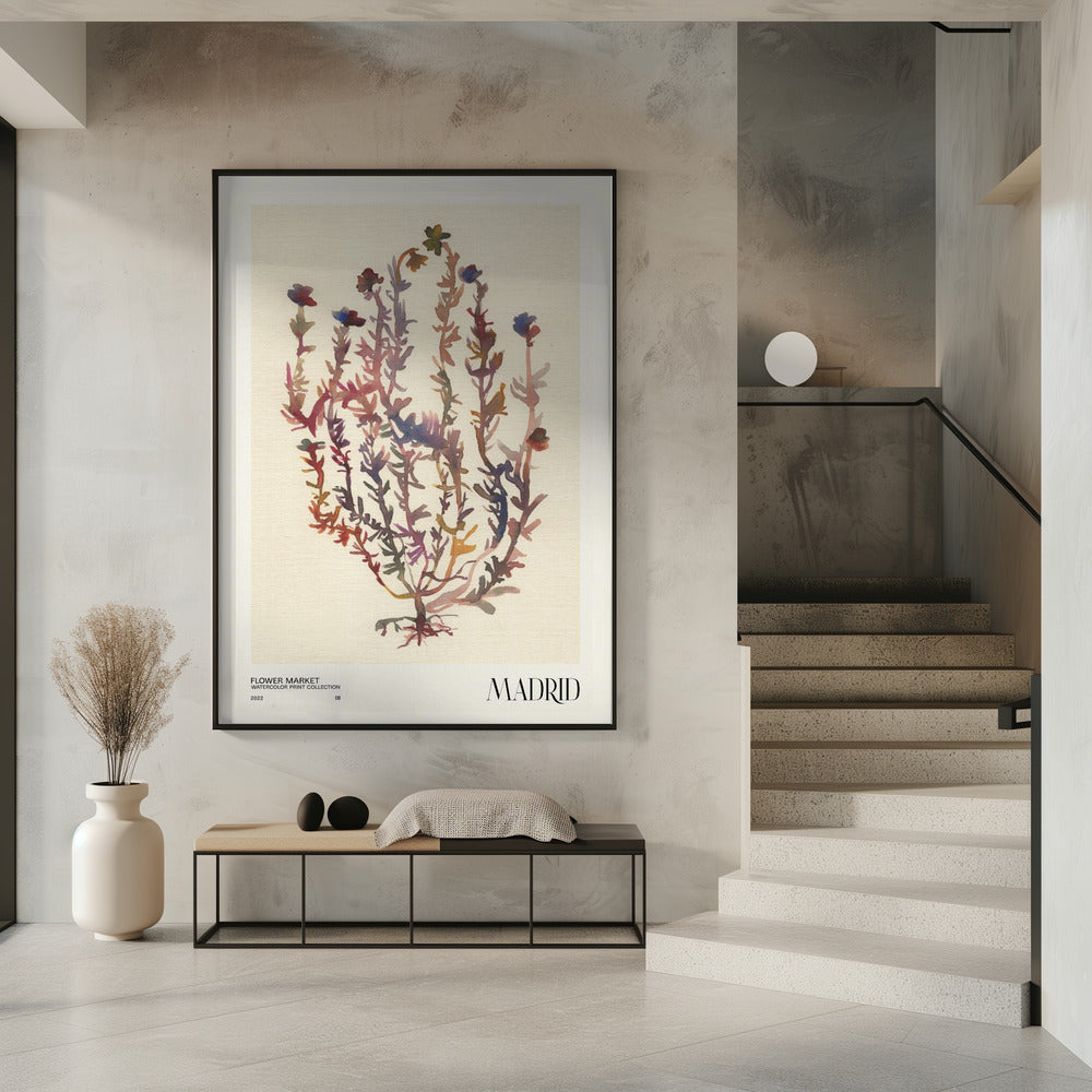 Aquarelldrucksammlung. Blumenmarkt - Madrid | Poster
