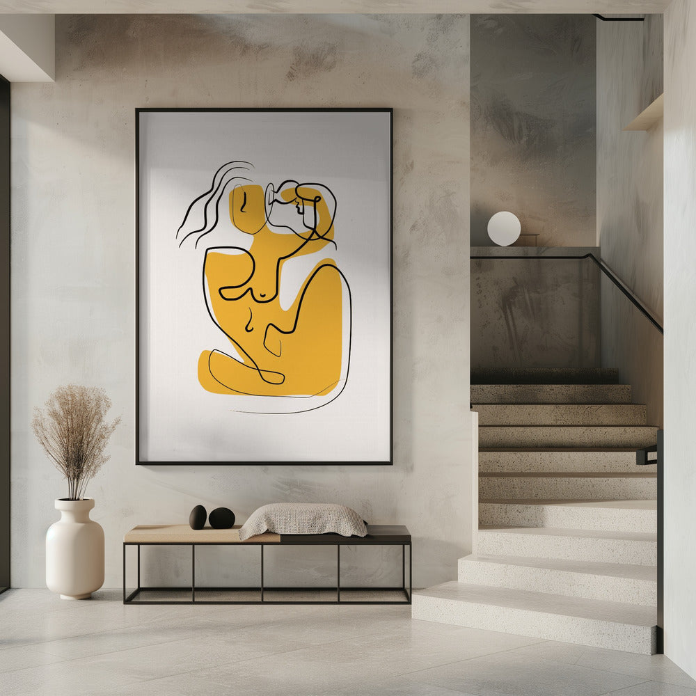 Line Art Nude Blowing Hair | Poster