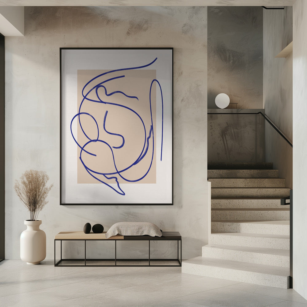 Abstrakte blaue Linienkunst 3 | Poster