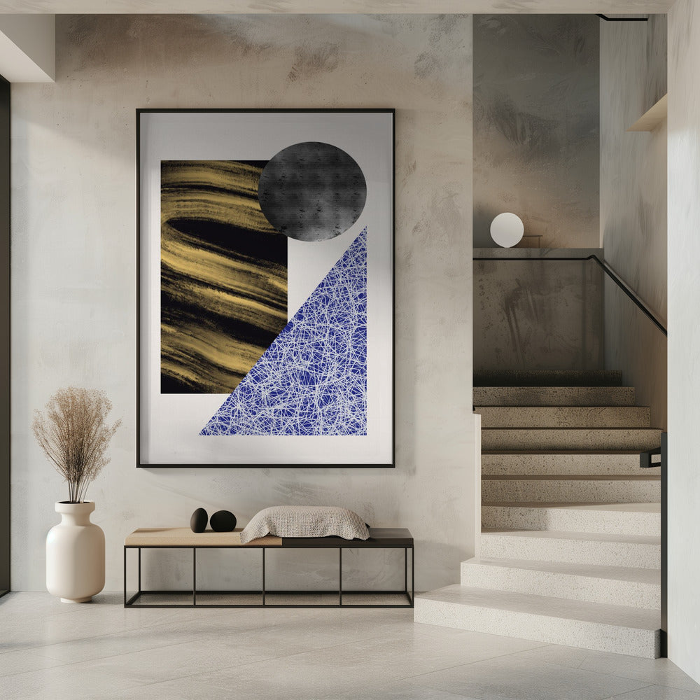 Geometrische Formen mit einer schwarz-goldenen Textur | Poster