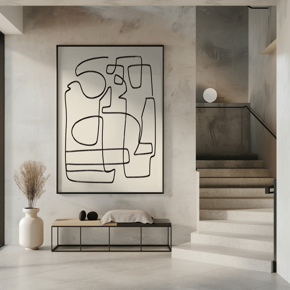 Warme abstrakte Linienkunststudie | Poster