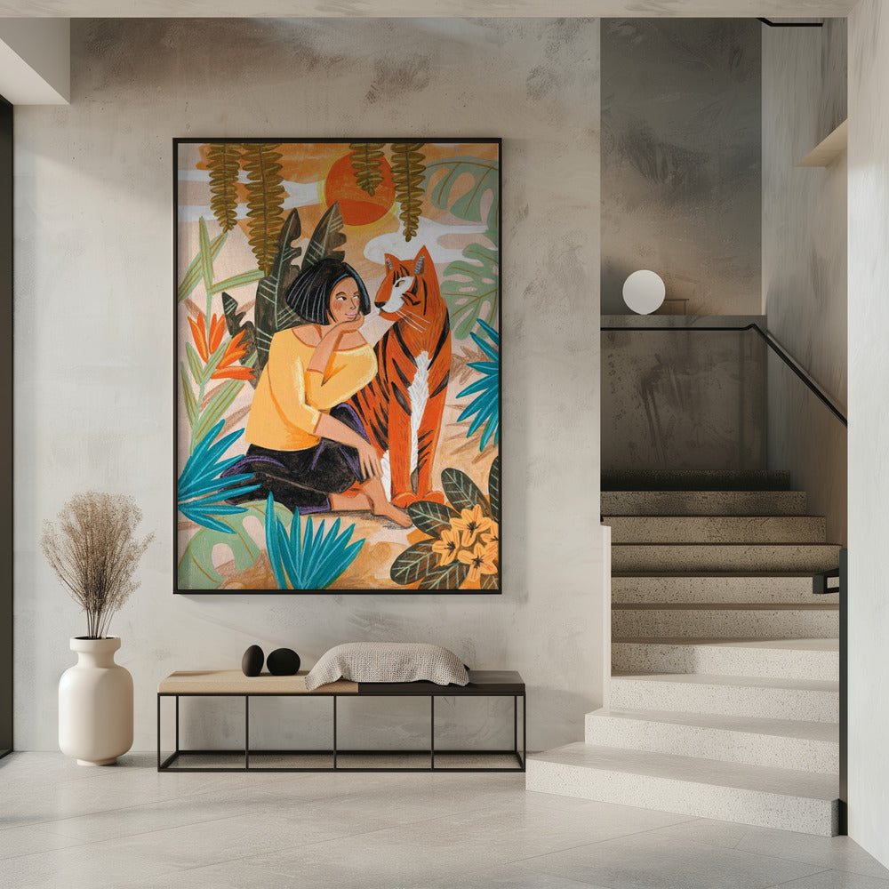 Frau mit Tiger | Poster