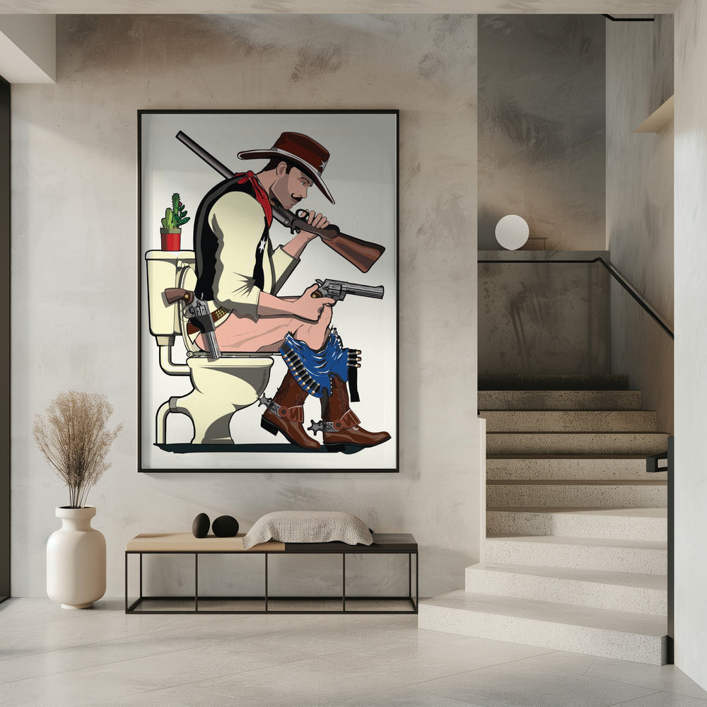 Cowboy auf der Toilette | Poster