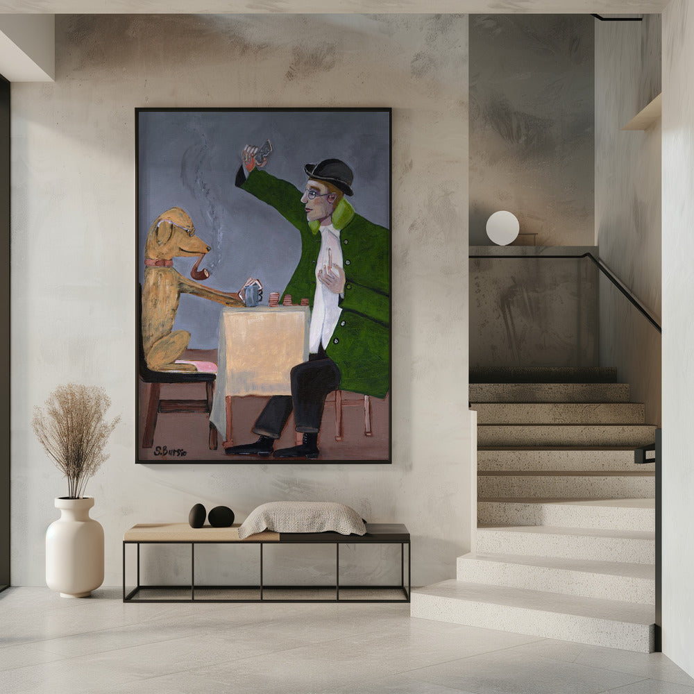 Humor-Kartenspiel mit Hund Vintage | Poster