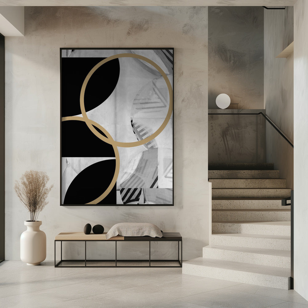 Schwarz-weiße Streifen, goldene Kugeln Nr. 1 | Poster