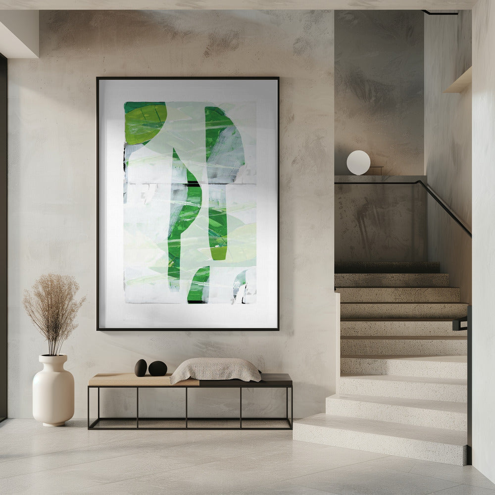 Lime Green Black Abstract No1 | Poster