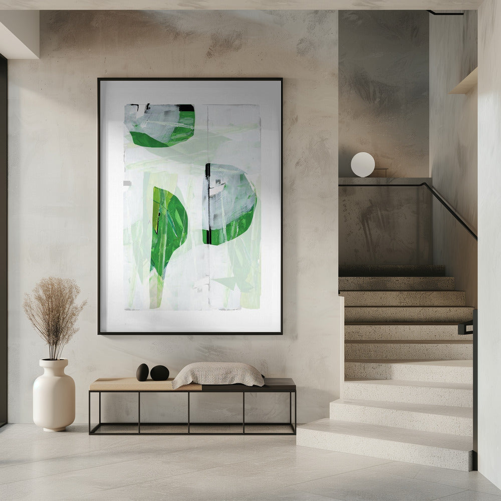 Lime Green Black Abstract No2 | Poster
