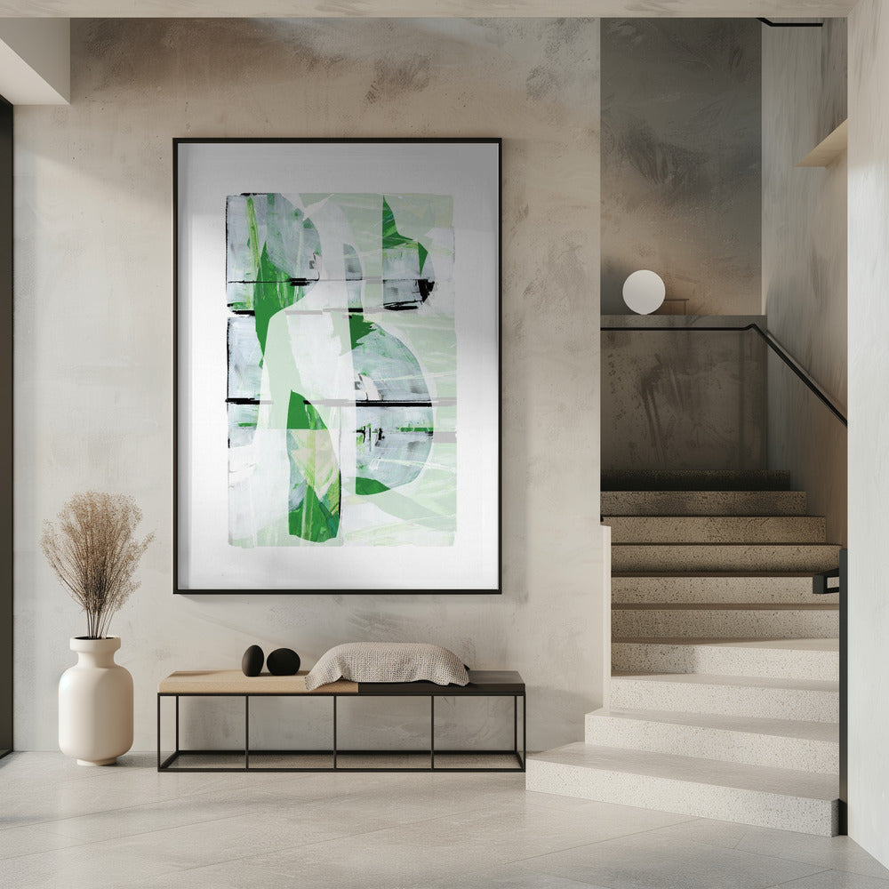 Lime Green Black Abstract No3 | Poster